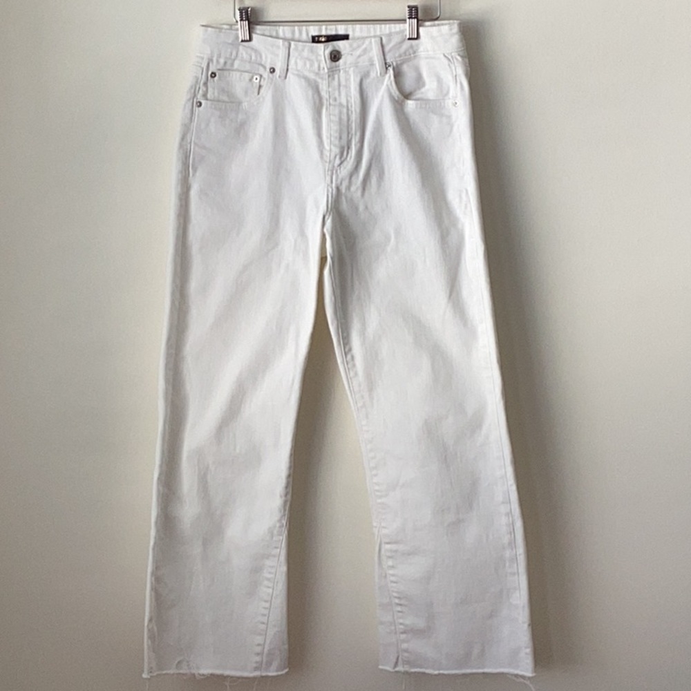 Maje White Denim Jeans high waist wide leg Sz 10 - Picture 6 of 10